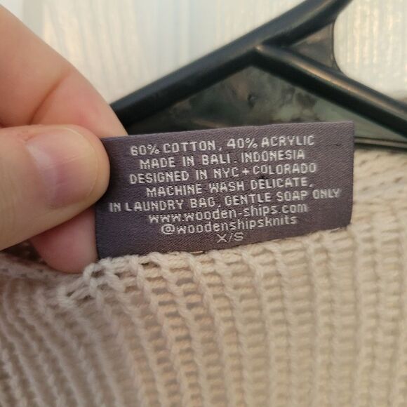 Wooden Ships Paola Buendia Beige Open Knit Cardigan Sweater Size XS/S - Picture 5 of 5